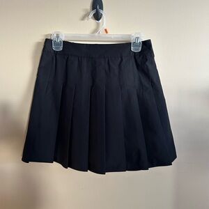 Black Pleated Front Mini Skirt